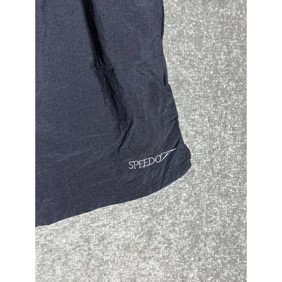 Vintage Speedo SPELLOUT Swim Trunks Mens Size XL Black Blue Pockets Drawstring - Picture 5 of 11